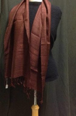Handwoven pure silk scarf in soft mulberry colours